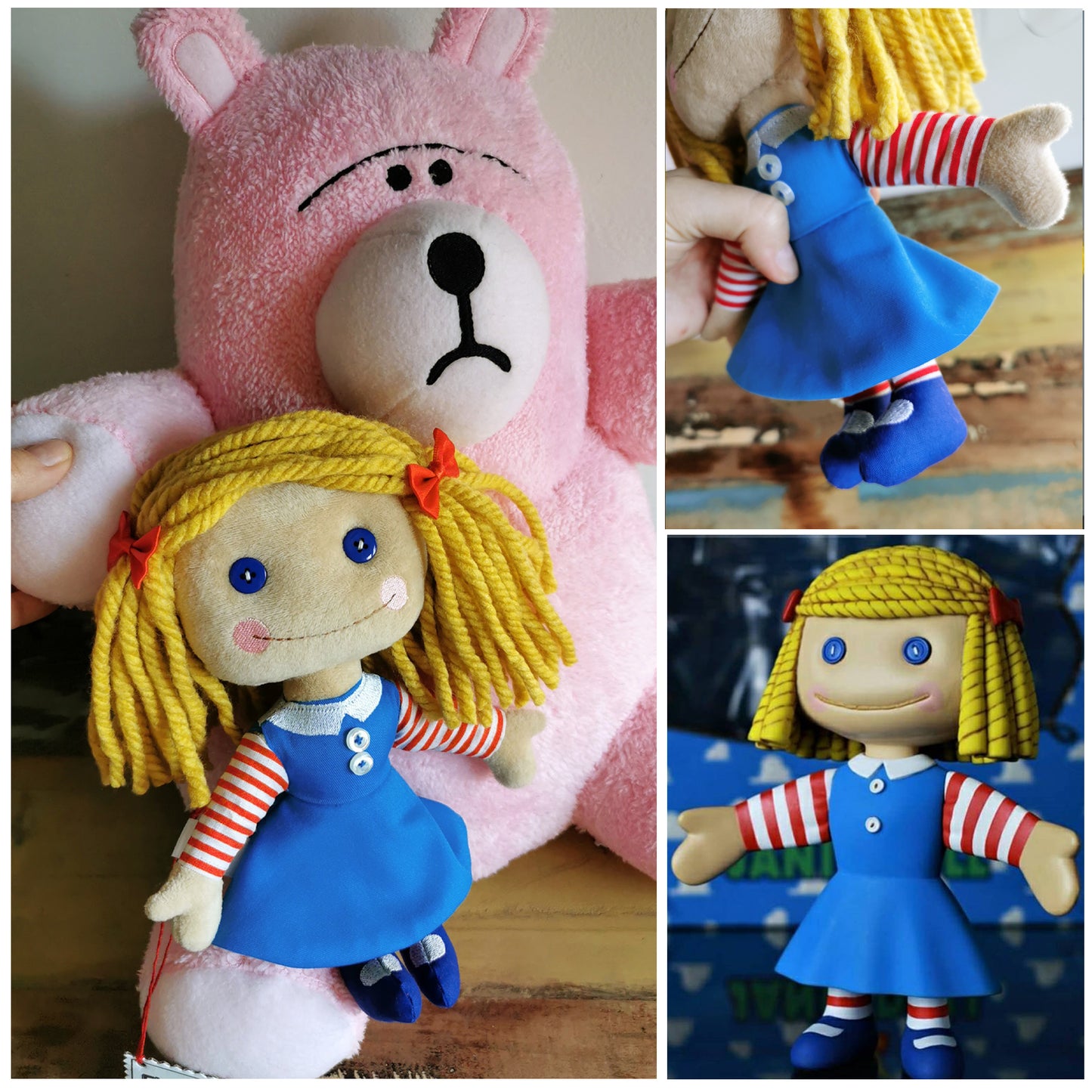 Custom Blonde Janie Doll plush based on Toy Story, Toy Story 2 replica of Janie Doll, Sid's room doll, 23 cm