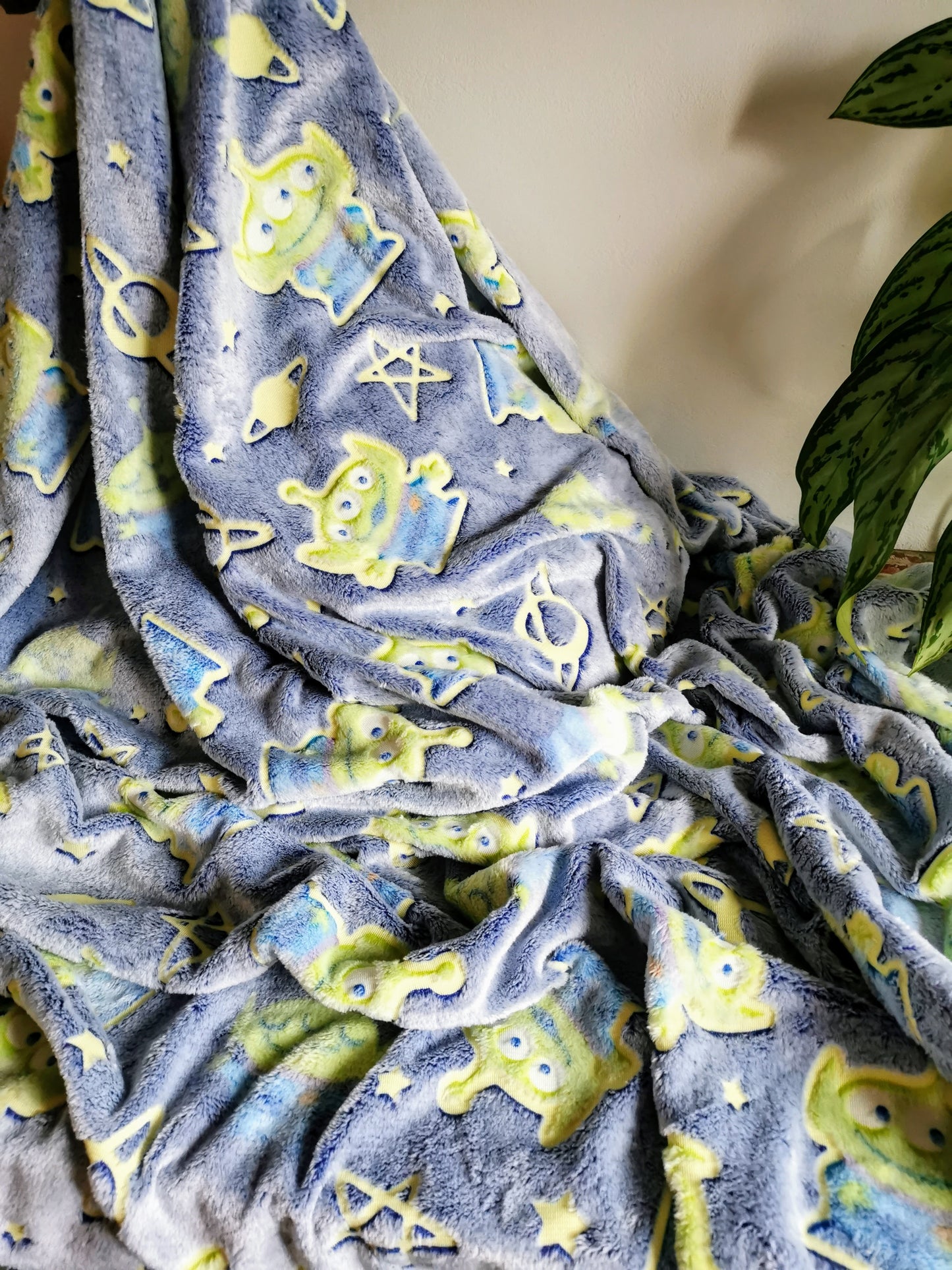 Custom Glow in the Dark Blanket Personalized Aliens Blanket Fluffy Blanket Nap Blanket boy Gifts Toy story inspired soothing plush