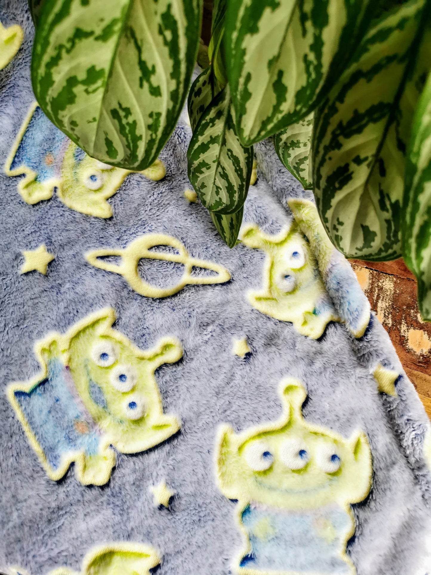 Custom Glow in the Dark Blanket Personalized Aliens Blanket Fluffy Blanket Nap Blanket boy Gifts Toy story inspired soothing plush
