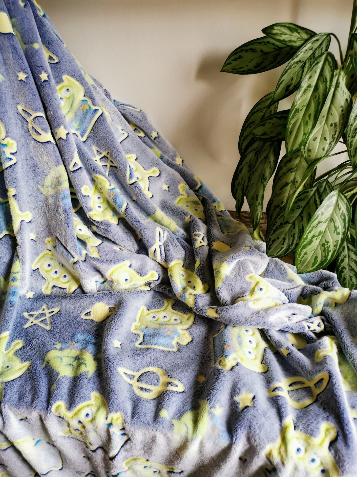 Custom Glow in the Dark Blanket Personalized Aliens Blanket Fluffy Blanket Nap Blanket boy Gifts Toy story inspired soothing plush