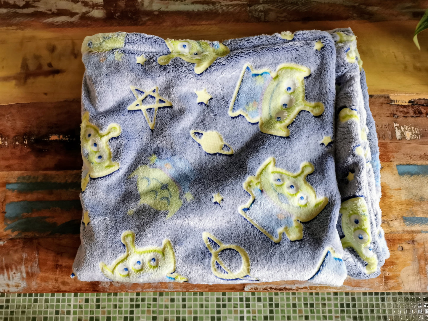 Custom Glow in the Dark Blanket Personalized Aliens Blanket Fluffy Blanket Nap Blanket boy Gifts Toy story inspired soothing plush
