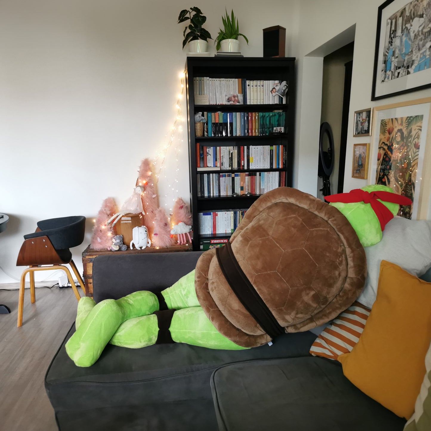 Giant Raffaello Plush, 165 cm tall snuggle buddy, Raffaello Ninja Turtle replica plush inspired by Teenage Mutant Ninja Turtles