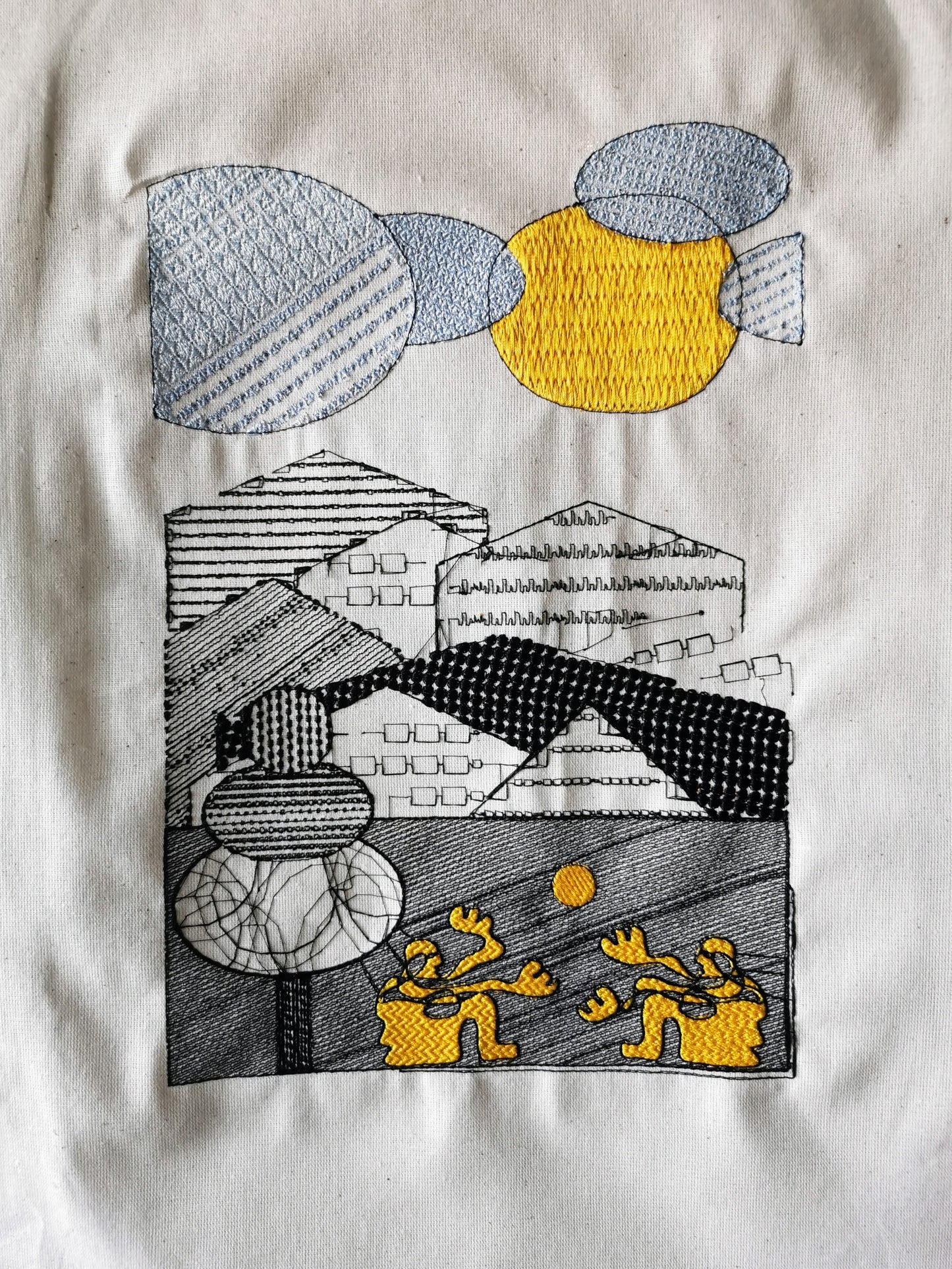 Sun-Soaked Silhouettes: A Dance of Light and Joy - Wall Art Embroidery