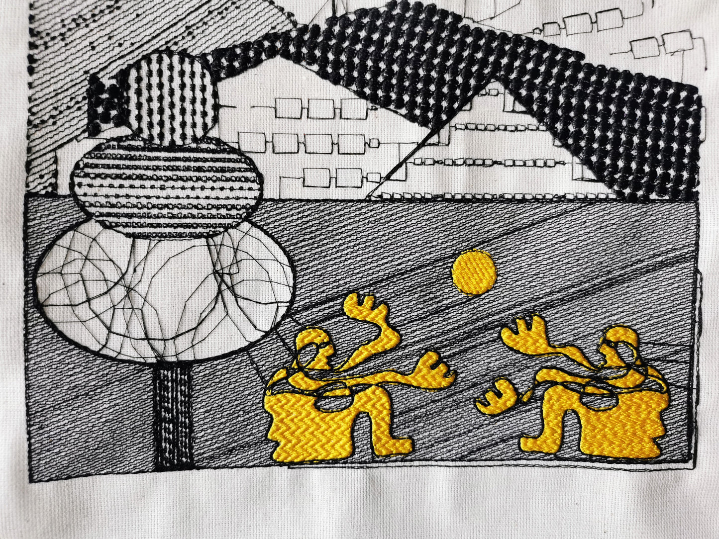 Sun-Soaked Silhouettes: A Dance of Light and Joy - Wall Art Embroidery