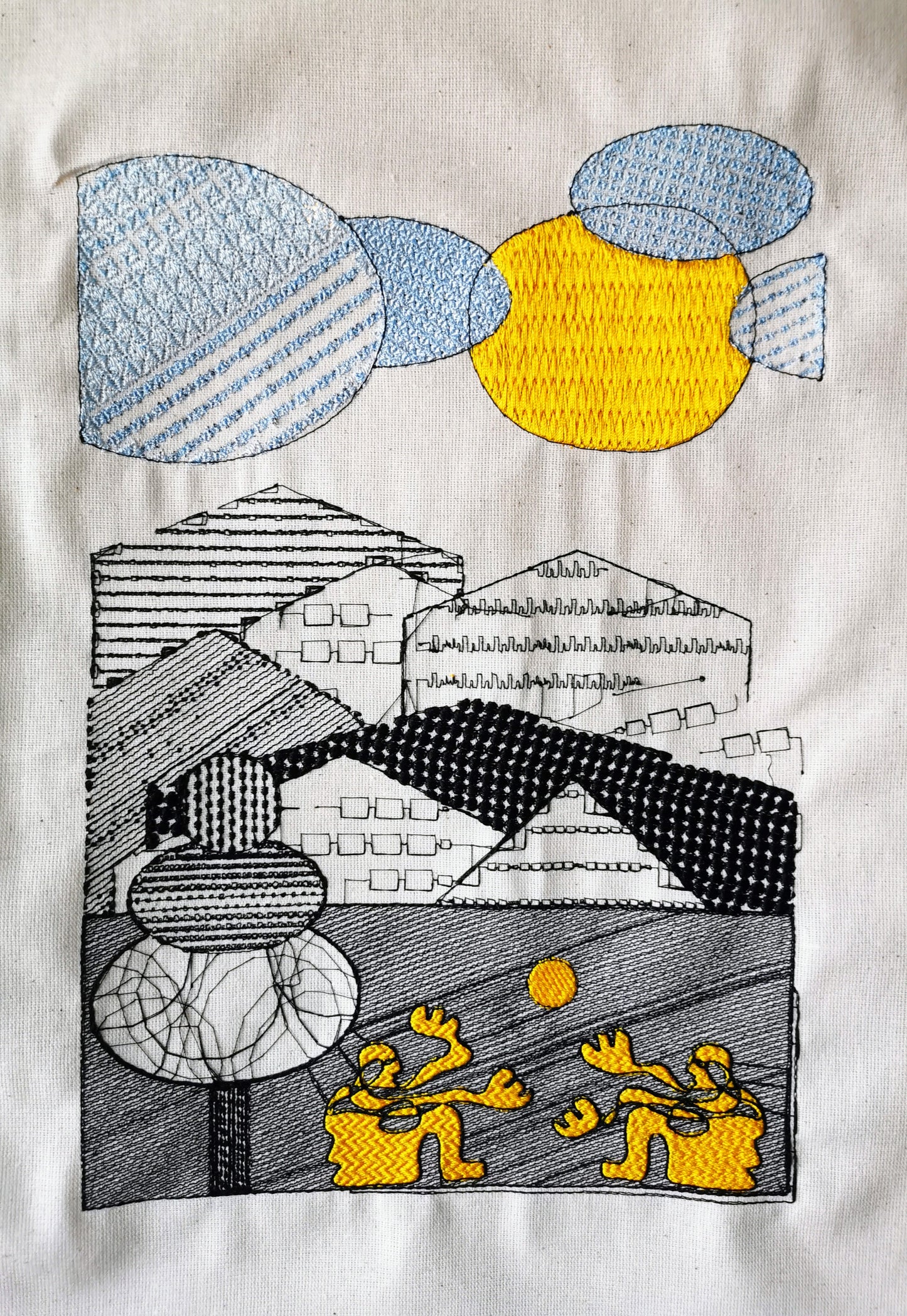 Sun-Soaked Silhouettes: A Dance of Light and Joy - Wall Art Embroidery