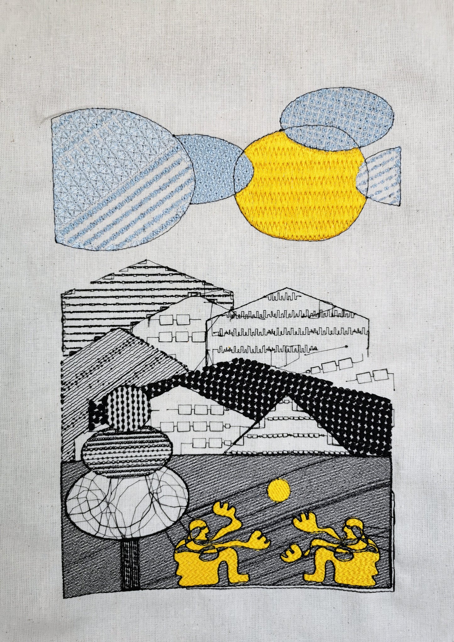 Sun-Soaked Silhouettes: A Dance of Light and Joy - Wall Art Embroidery
