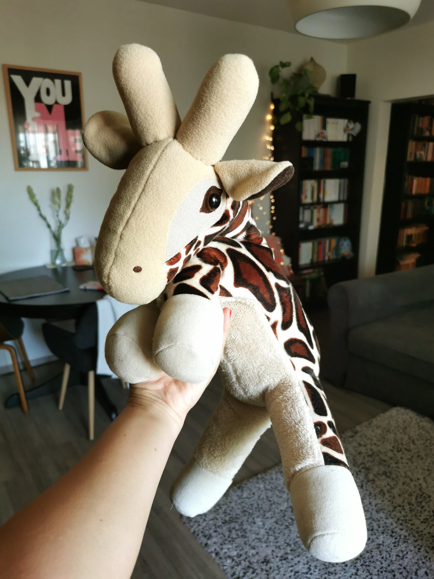 Custom plush baby giraffe, Giffy, soft and light weight stuffed animal with weighted beads, 50/40 cm