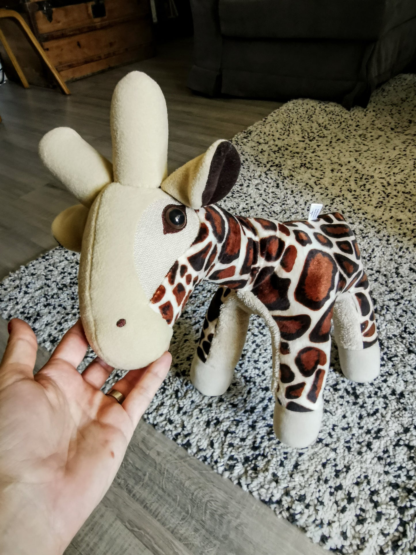 Custom plush baby giraffe, Giffy, soft and light weight stuffed animal with weighted beads, 50/40 cm