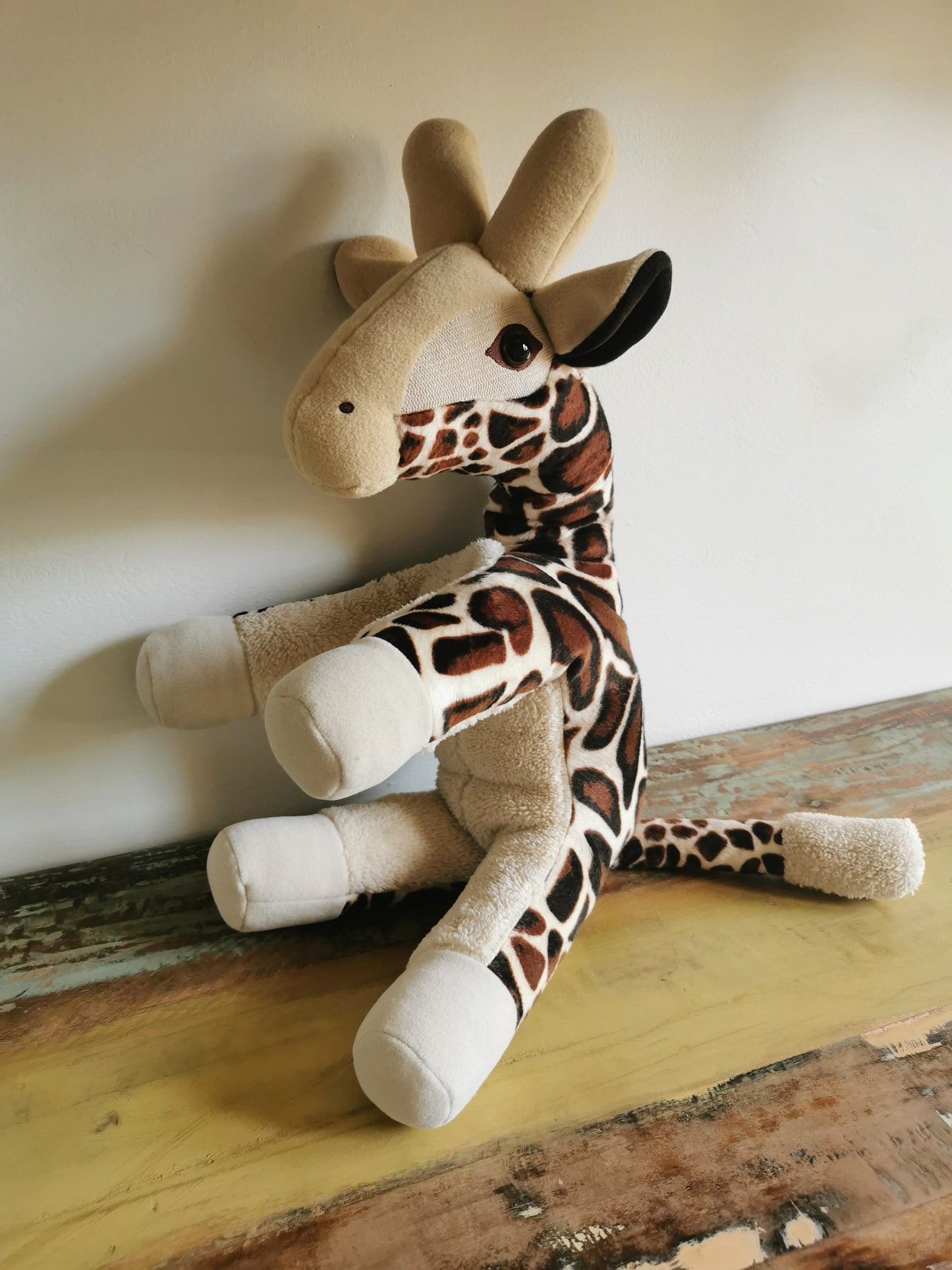 Custom plush baby giraffe, Giffy, soft and light weight stuffed animal with weighted beads, 50/40 cm