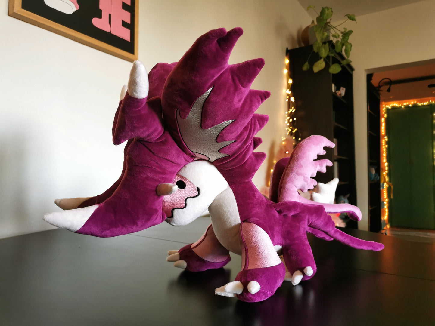 Pink dragon inspired by Veidreki from “Dragon Adventures” on Roblox, custom storm dragon, weighted beads plush 60cm