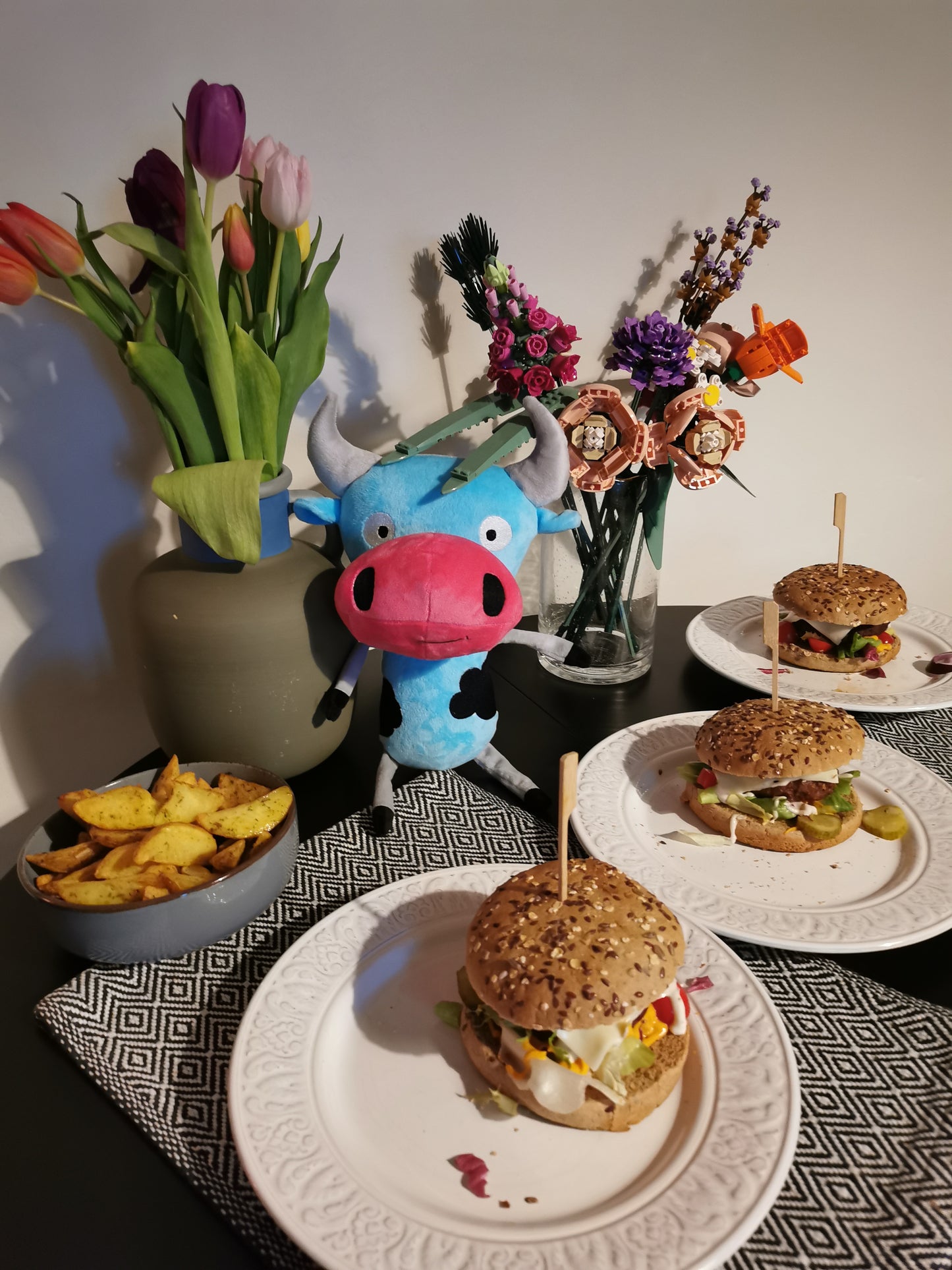 Custom cow plush inspired by Facebook sticker Moohan, 30 cm
