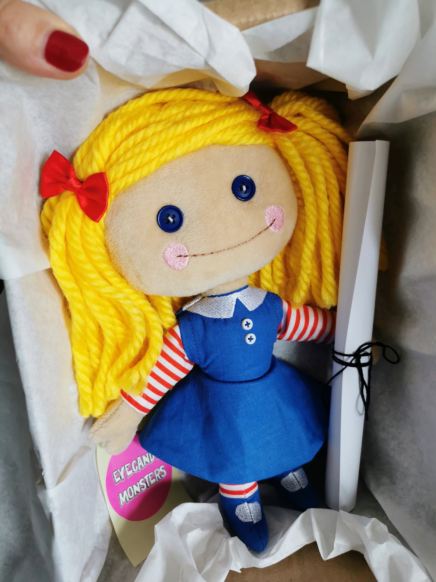 Custom Blonde Janie Doll plush based on Toy Story, Toy Story 2 replica of Janie Doll, Sid's room doll, 23 cm