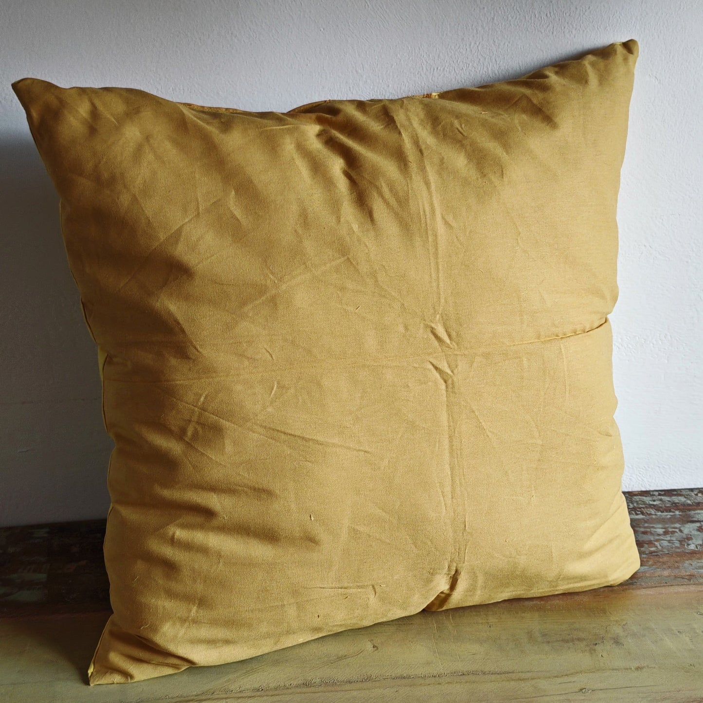 Red poppy Cushion, plush cover with large embroidered flower in red and pink, 50x50cm