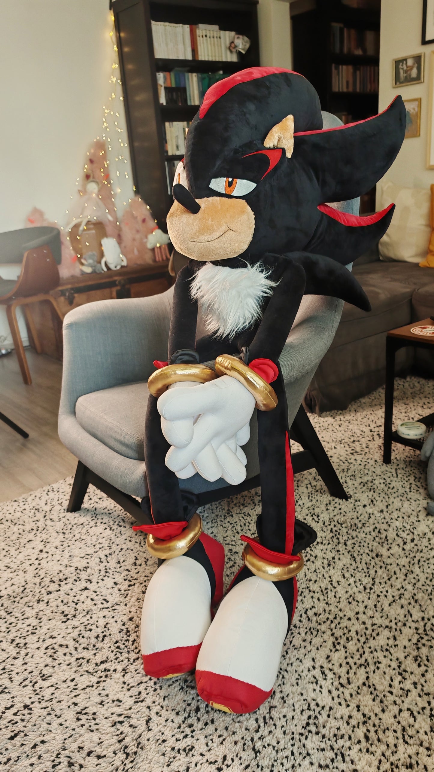 Shadow the Hedgehog Giant Plush – 140 cm Custom Replica | Handmade Sonic Adventures-Inspired Collectible | Oversized Sonic Adventures Gift