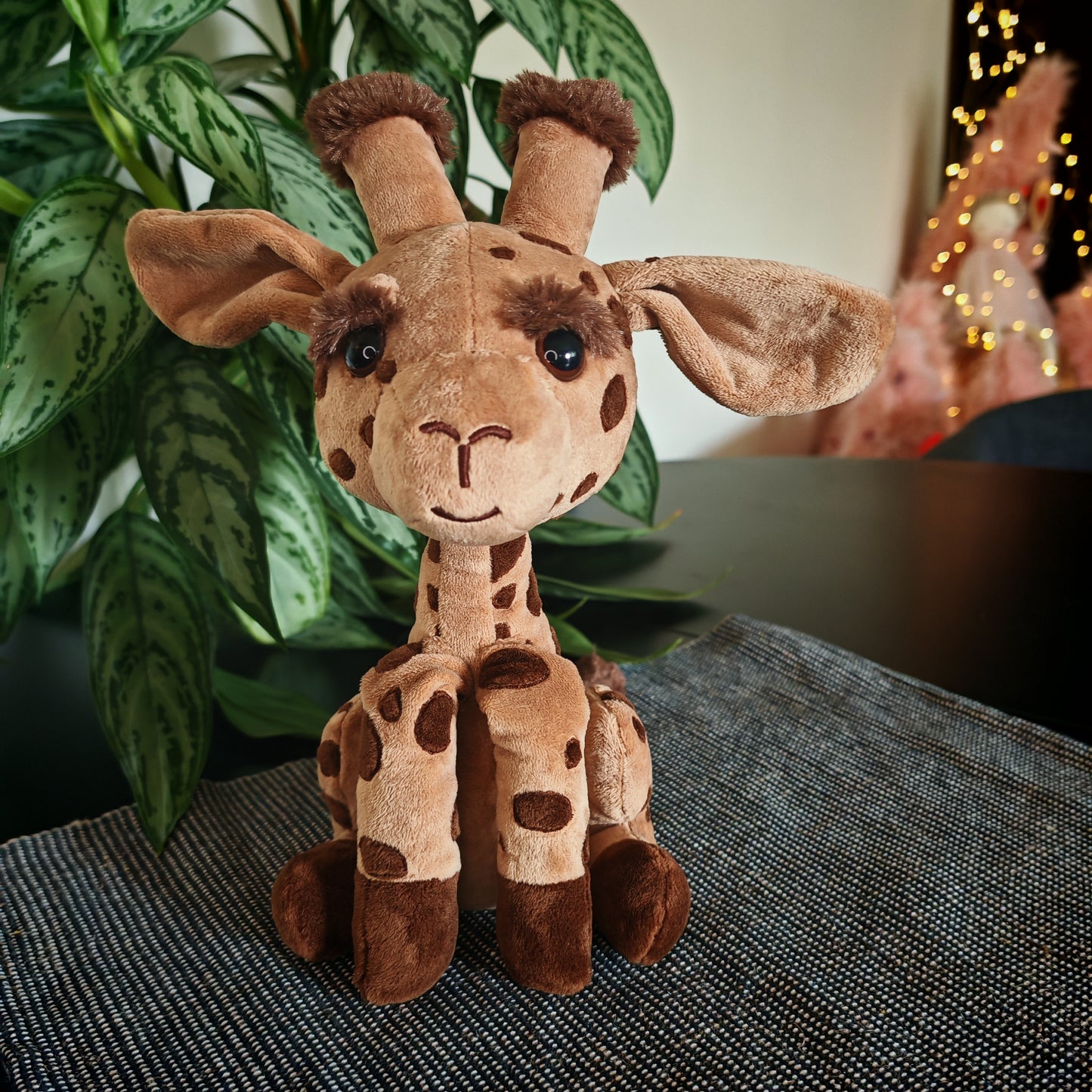 Handmade Giraffe Plush Toy – 28cm Soft Stuffed Animal with Embroidered Patches – Giraffe Calf - Custom Baby Gift or Kids Plushie Toddler Safe & Collectible
