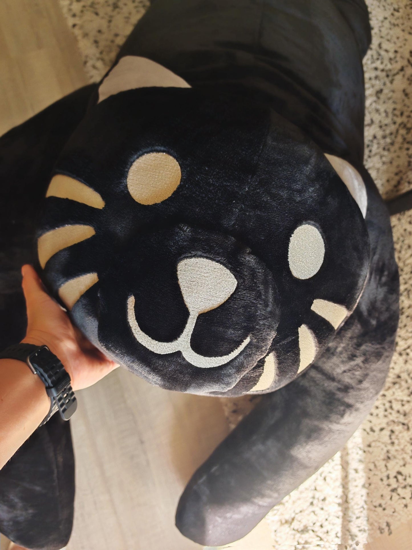 Giant black cat plush 183 cm, replica plush cat Komi Can't Communicate (Manga series) as a human size plush