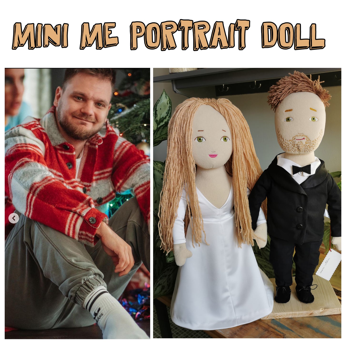 Custom Dolls from Wedding to Plush, 2 dolls of Bride and Groom, replica of wedding day couple photos