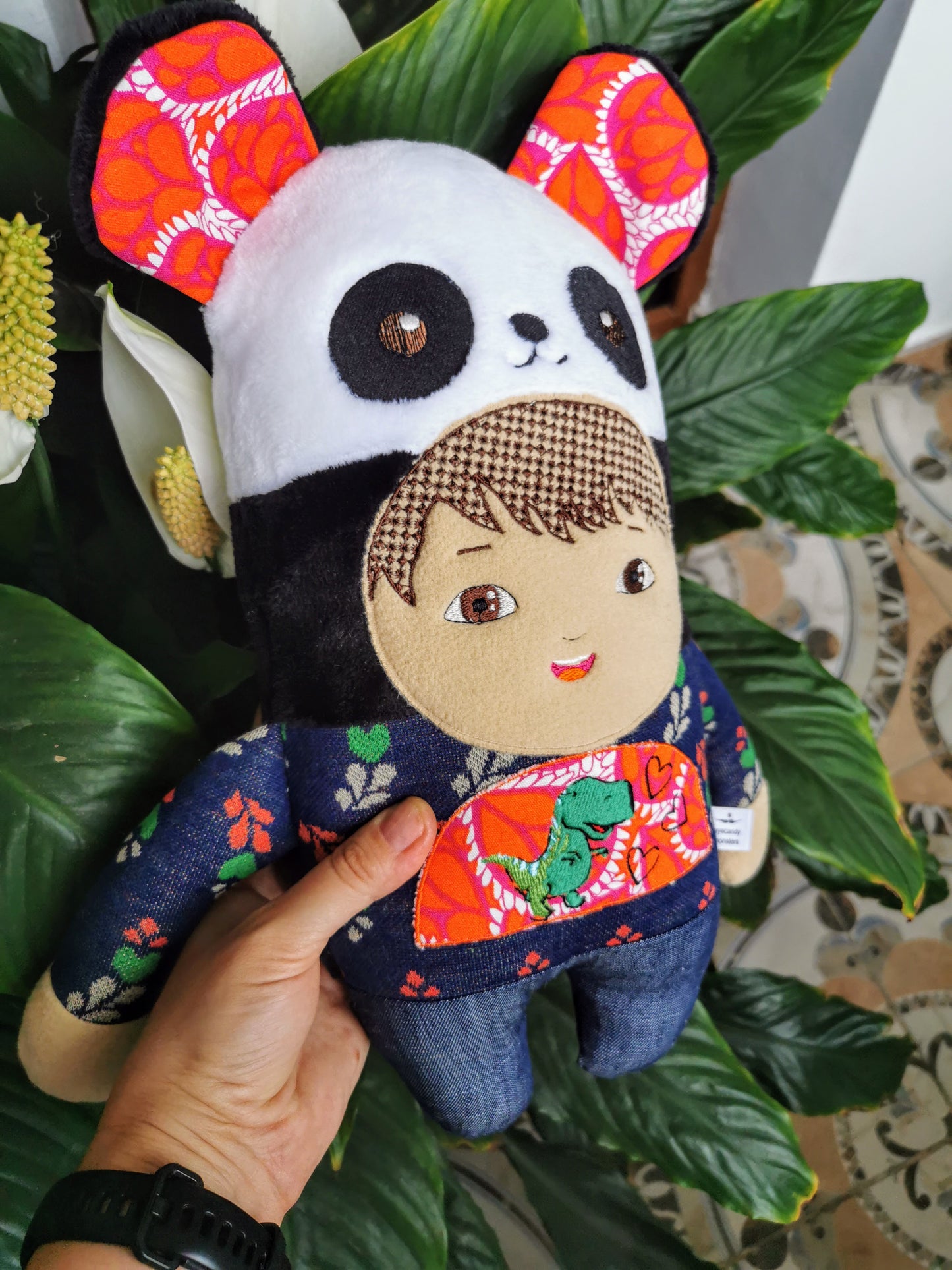 Personalized Panda Portrait Doll based on photos, mini-me plush doll, look-alike child doll, 40 cm