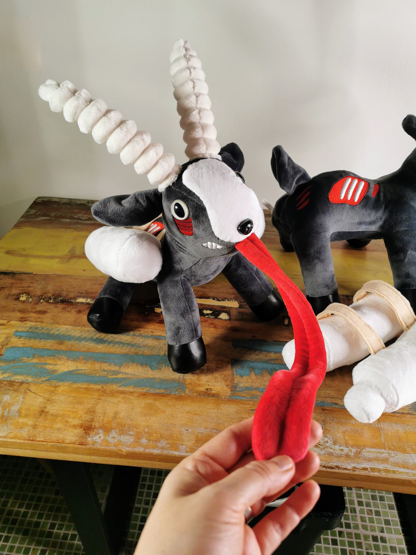 Zombie Goatz Plush from Goat Simulator, custom plush glow in the dark eyes