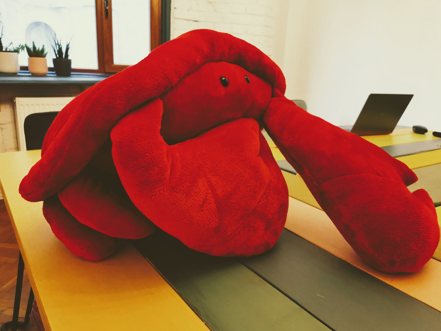 Giant plush crab with embroidered love message, custom plush, cuddling plush for him, 100 cm