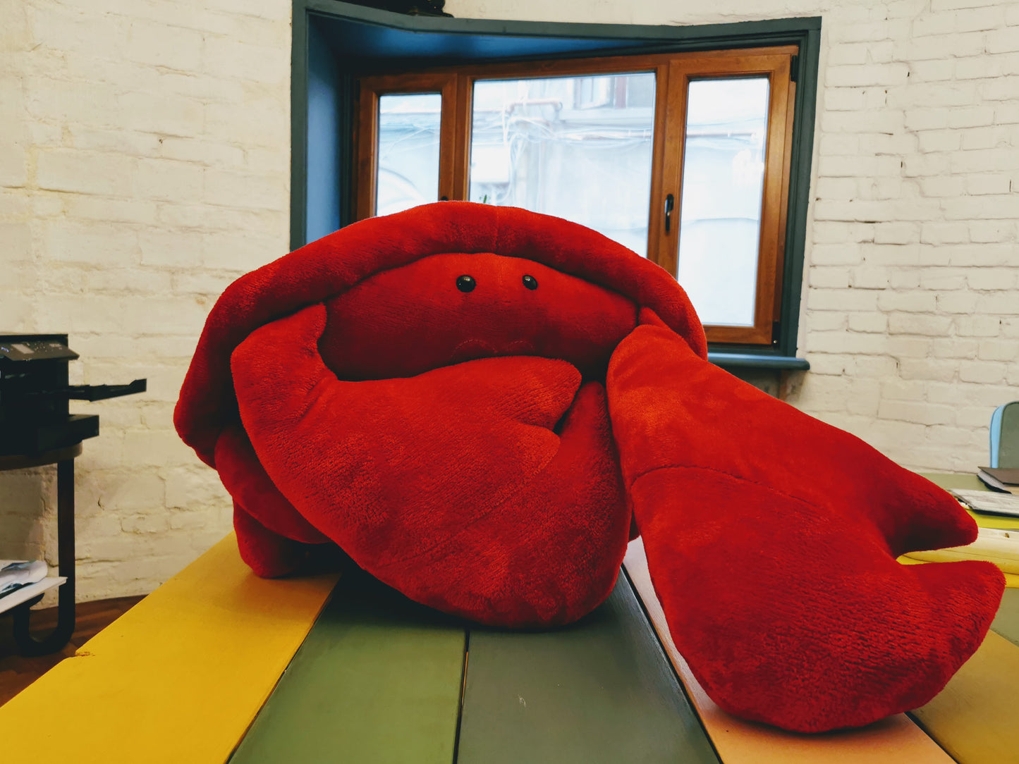 Giant plush crab with embroidered love message, custom plush, cuddling plush for him, 100 cm