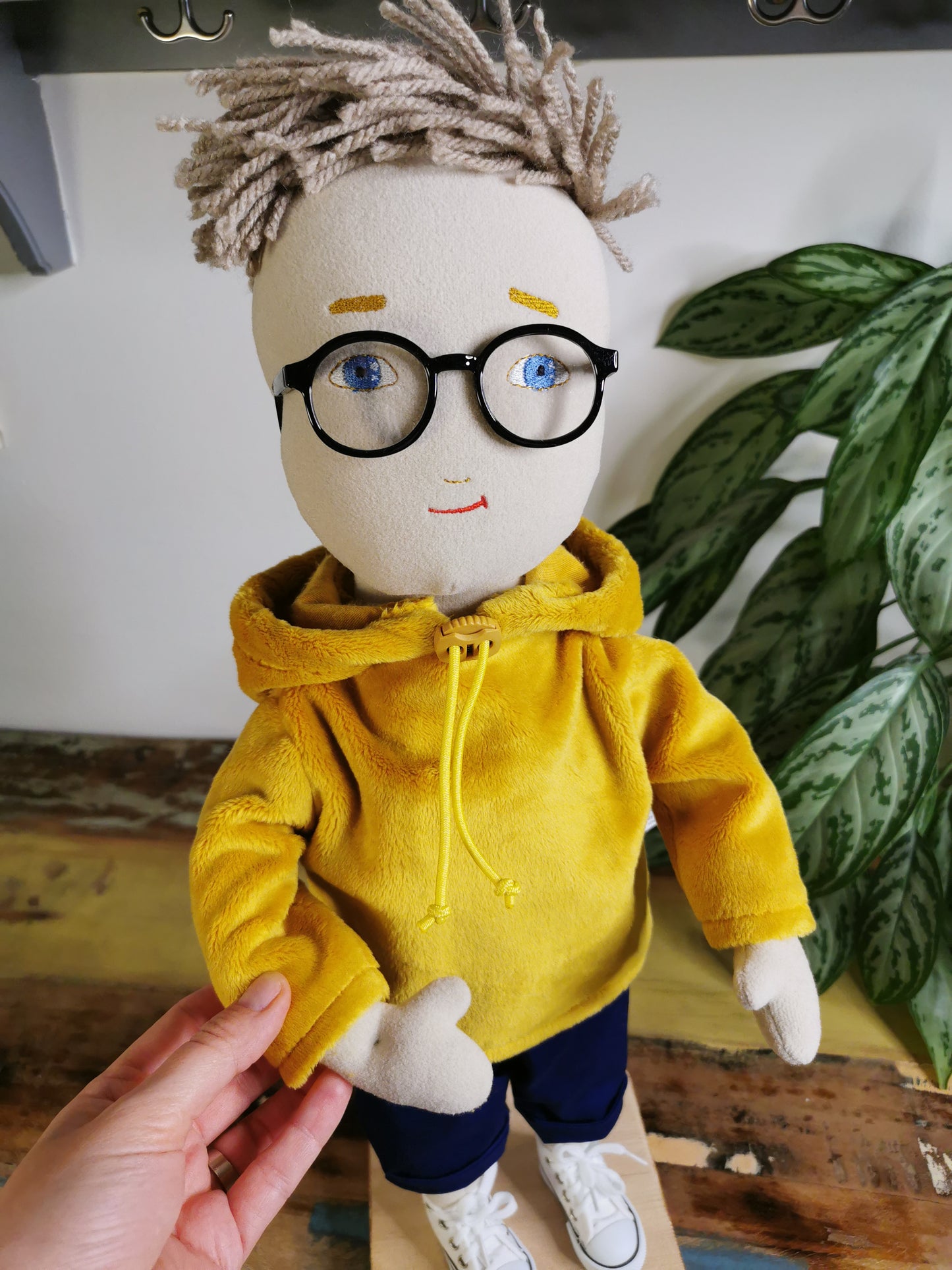 Personalized Portrait Doll based on photos, selfie cloth doll, likeness doll with glasses 50 cm