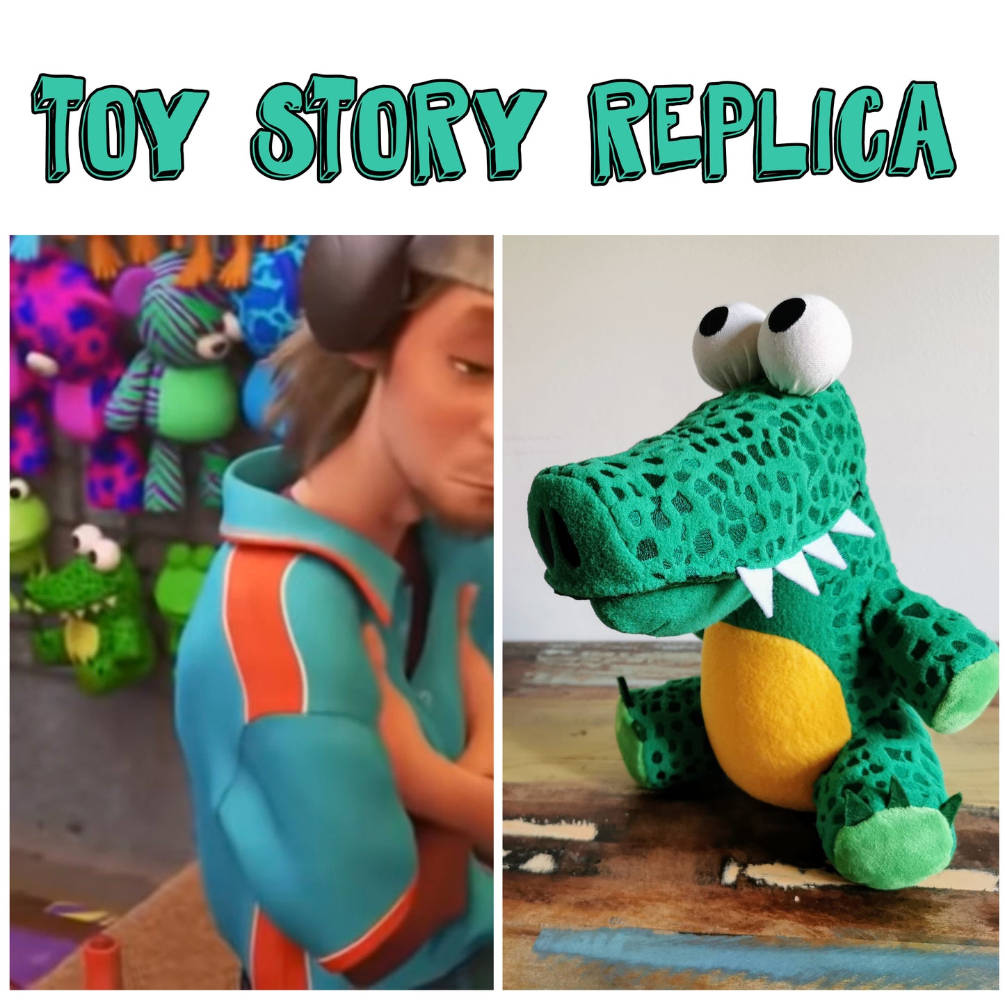 Toy Story 4 Replica Crocodile, 27 cm, custom plush crocodile, OOAK gift for a true Toy Story Fan
