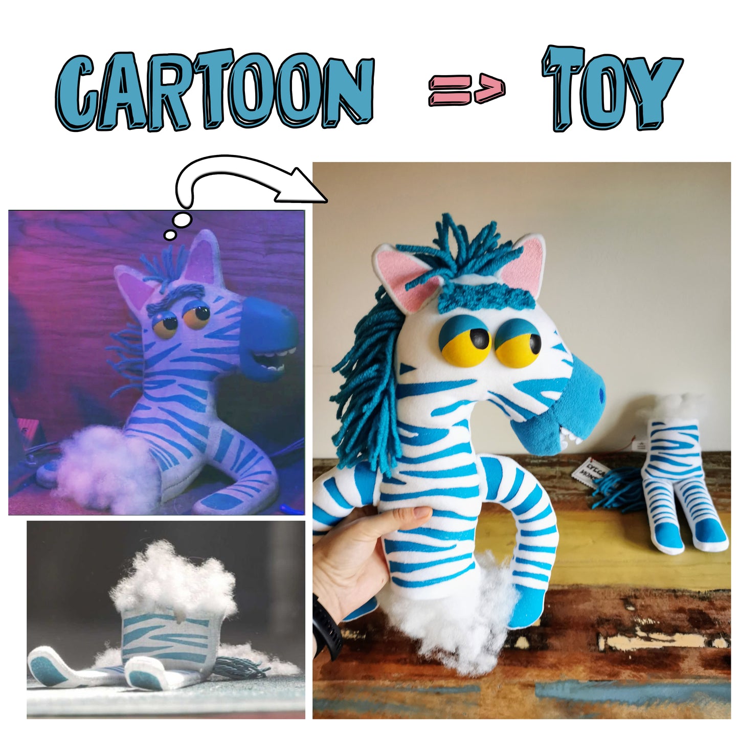 Doug, the half ripped zebra based on Toy Story 4, Toy Story 4 replica plush, Doug Zebra replica, 64cm