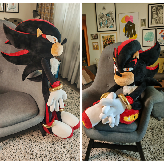 Shadow the Hedgehog Giant Plush – 140 cm Custom Replica | Handmade Sonic Adventures-Inspired Collectible | Oversized Sonic Adventures Gift
