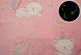 Custom Glow in the Dark Blanket Personalized Rainbow Unicorn Kitty Blanket Fluffy Blanket Nap Blanket Pink Gifts Unicorn cat soothing plush