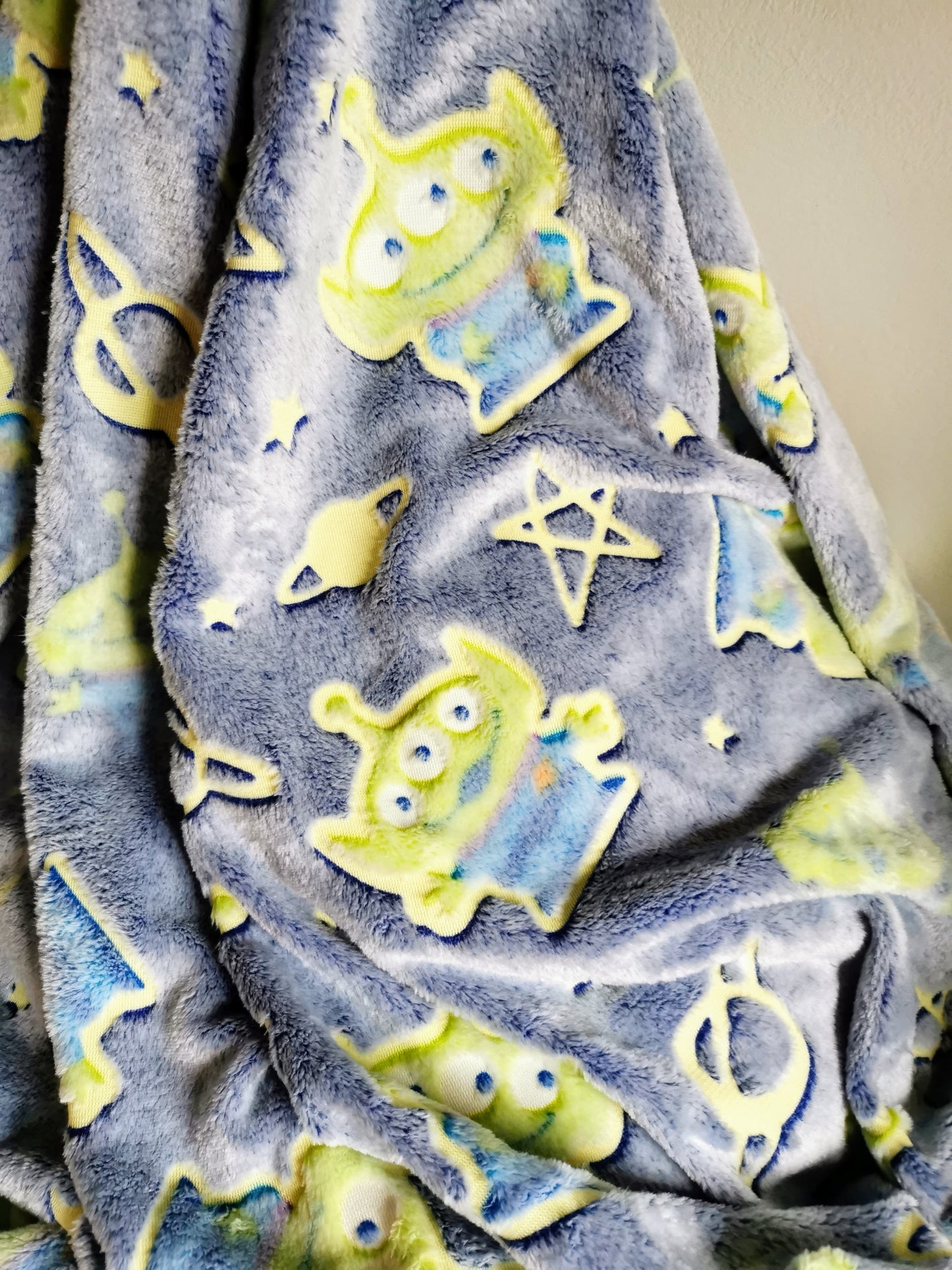 Custom Glow in the Dark Blanket Personalized Aliens Blanket Fluffy Blanket Nap Blanket boy Gifts Toy story inspired soothing plush