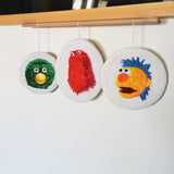 Don't Hug me I'm Scared inspired embroidery wall art, set of 3 ornaments