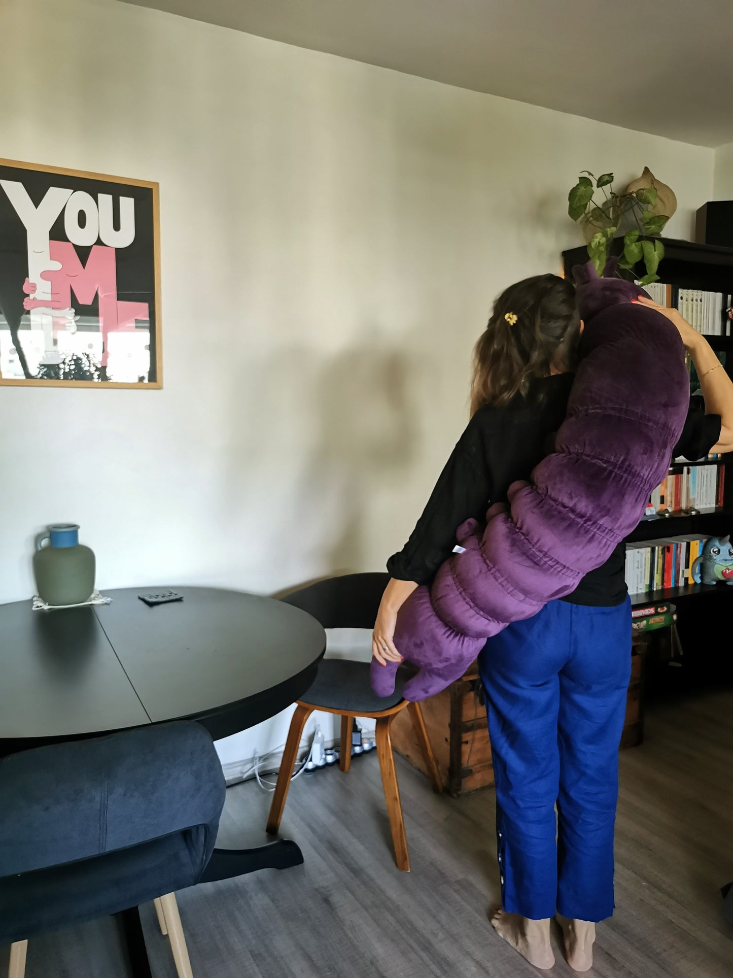 Toji's worm replica plush with big storage pocket inside belly, purple chubby giant worm plush Cosplay costume inspired by Jujutsu Kaisen, 160cm