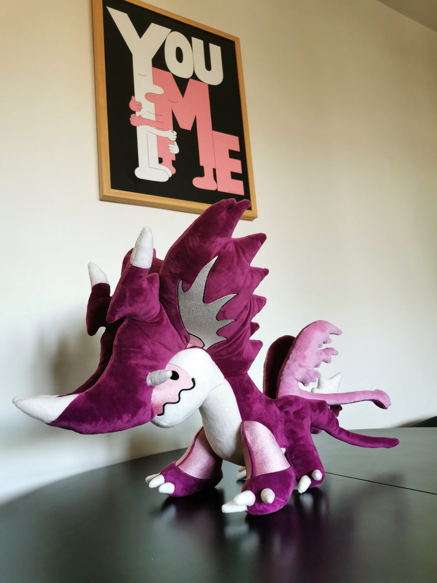 Pink dragon inspired by Veidreki from “Dragon Adventures” on Roblox, custom storm dragon, weighted beads plush 60cm