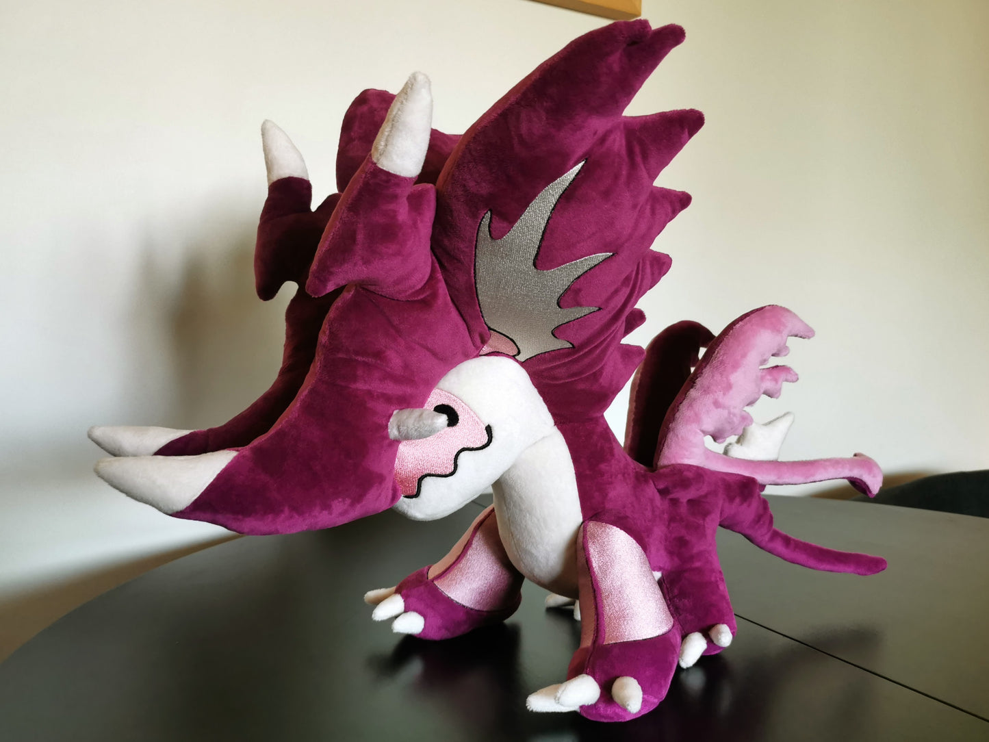 Pink dragon inspired by Veidreki from “Dragon Adventures” on Roblox, custom storm dragon, weighted beads plush 60cm