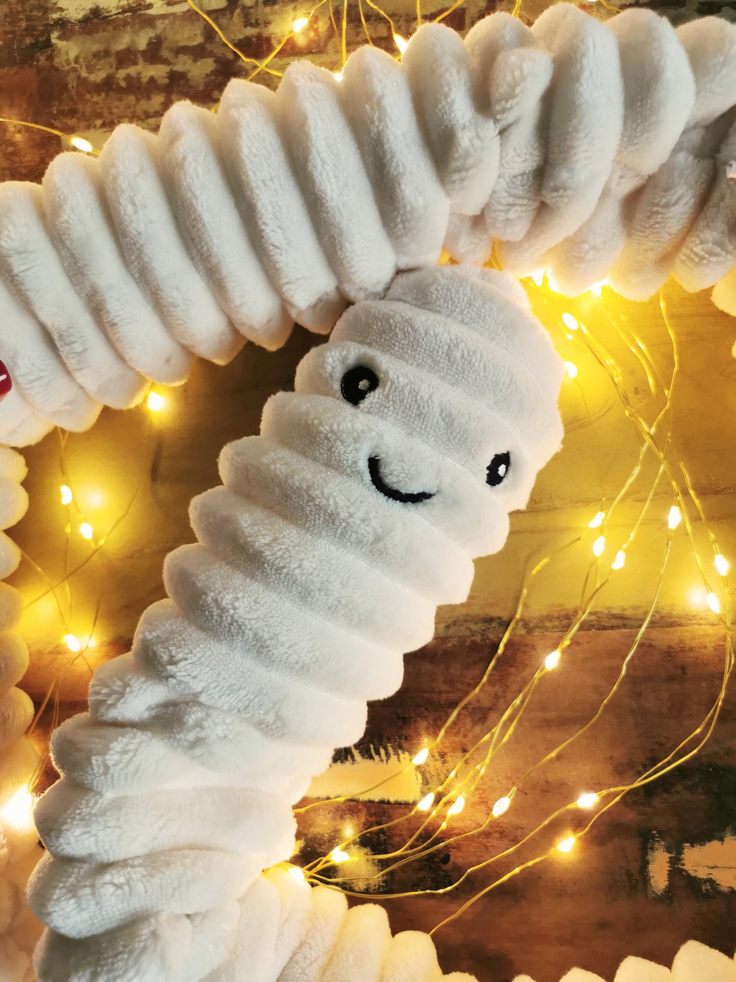White bean giant earth worm plush, soft cuddling critter, fun home decor buddy, long worry worm to sooth your mind, 160cm