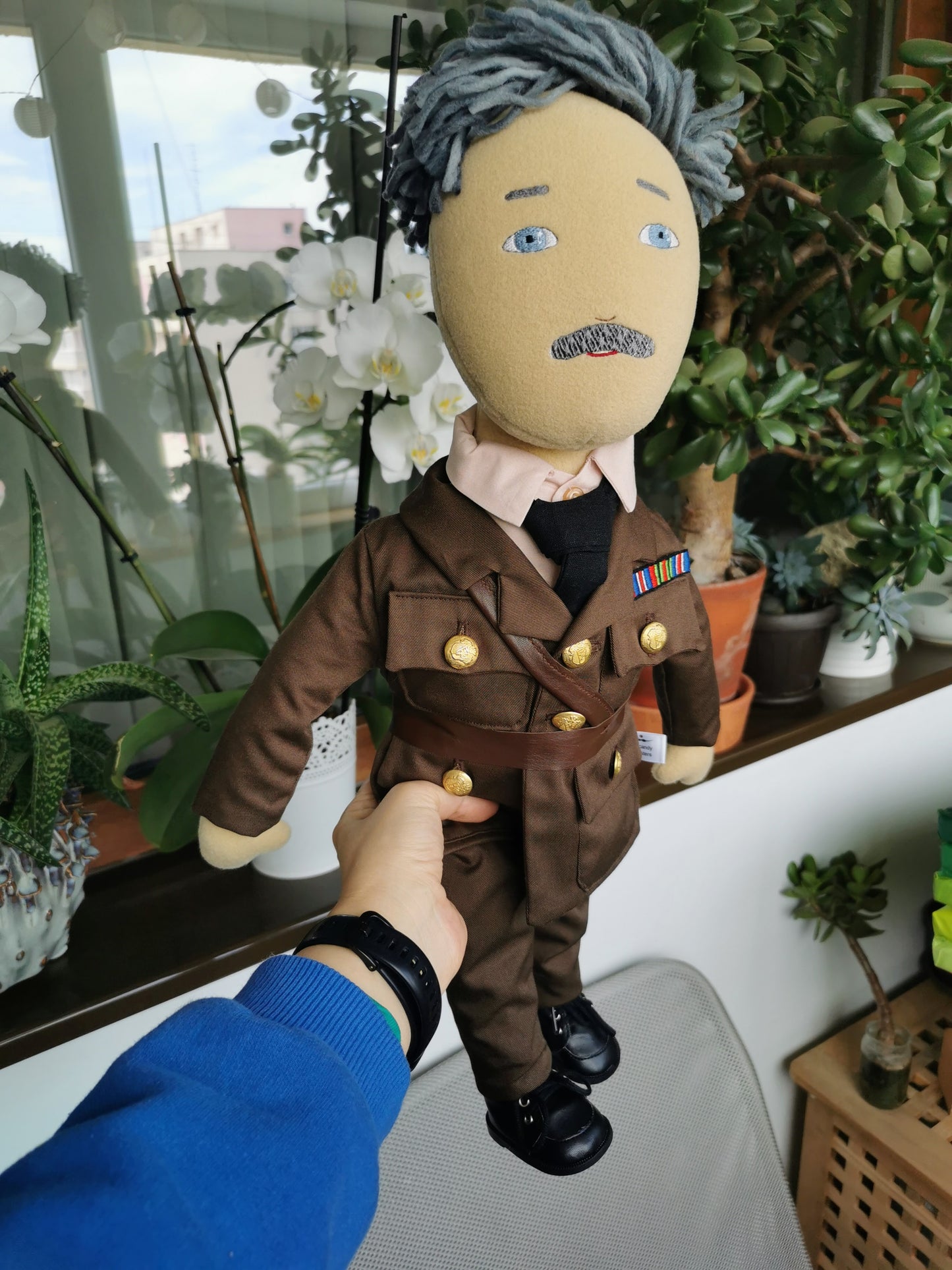 Captain James portrait doll, custom plush doll based on Ghosts BBC series, military doll, mini-me soldier doll