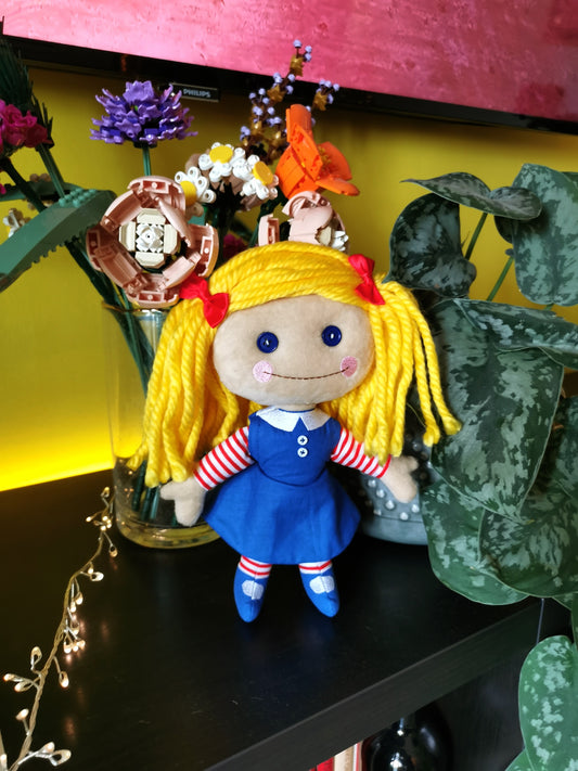 Pluș personalizat Blonde Janie Doll bazat pe Toy Story, Toy Story 2 replică a lui Janie Doll, păpușă camera lui Sid, 23 cm