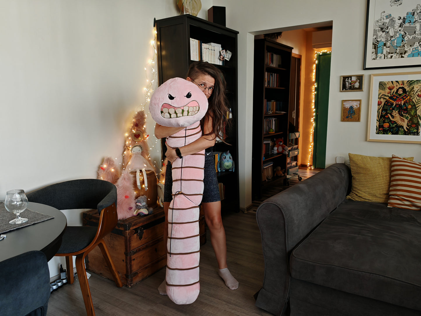 Alaskan Bull Worm plush, pink chubby giant worm plush Cosplay inspired by SpongeBob SquarePants series, 170cm