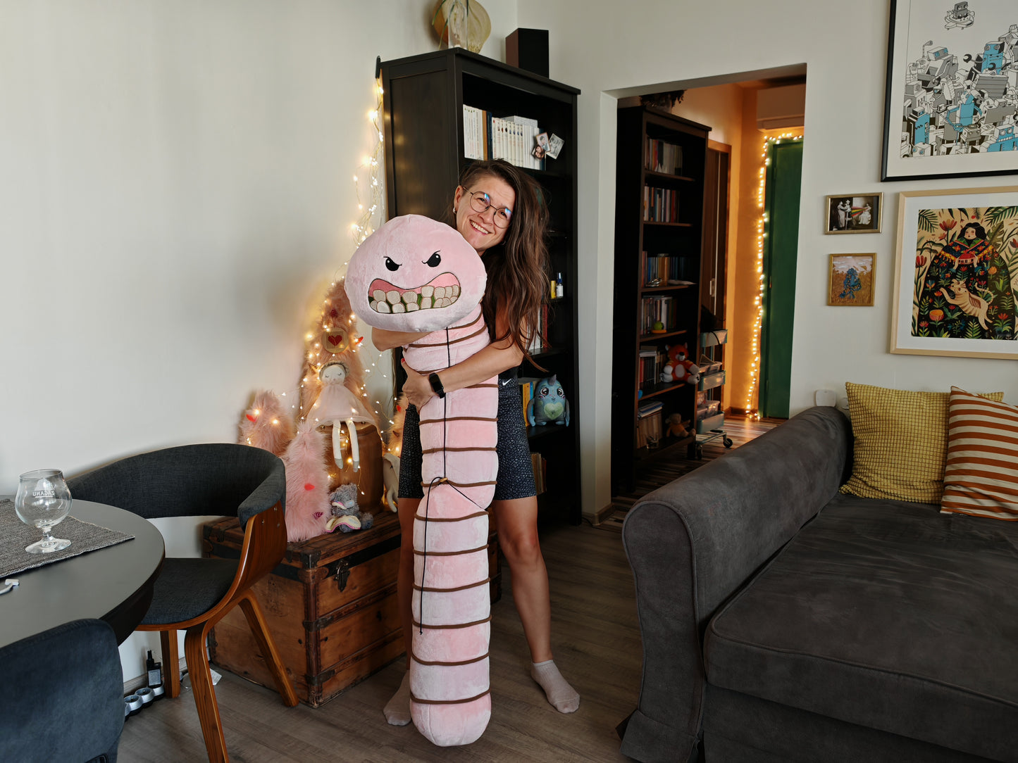 Alaskan Bull Worm plush, pink chubby giant worm plush Cosplay inspired by SpongeBob SquarePants series, 170cm