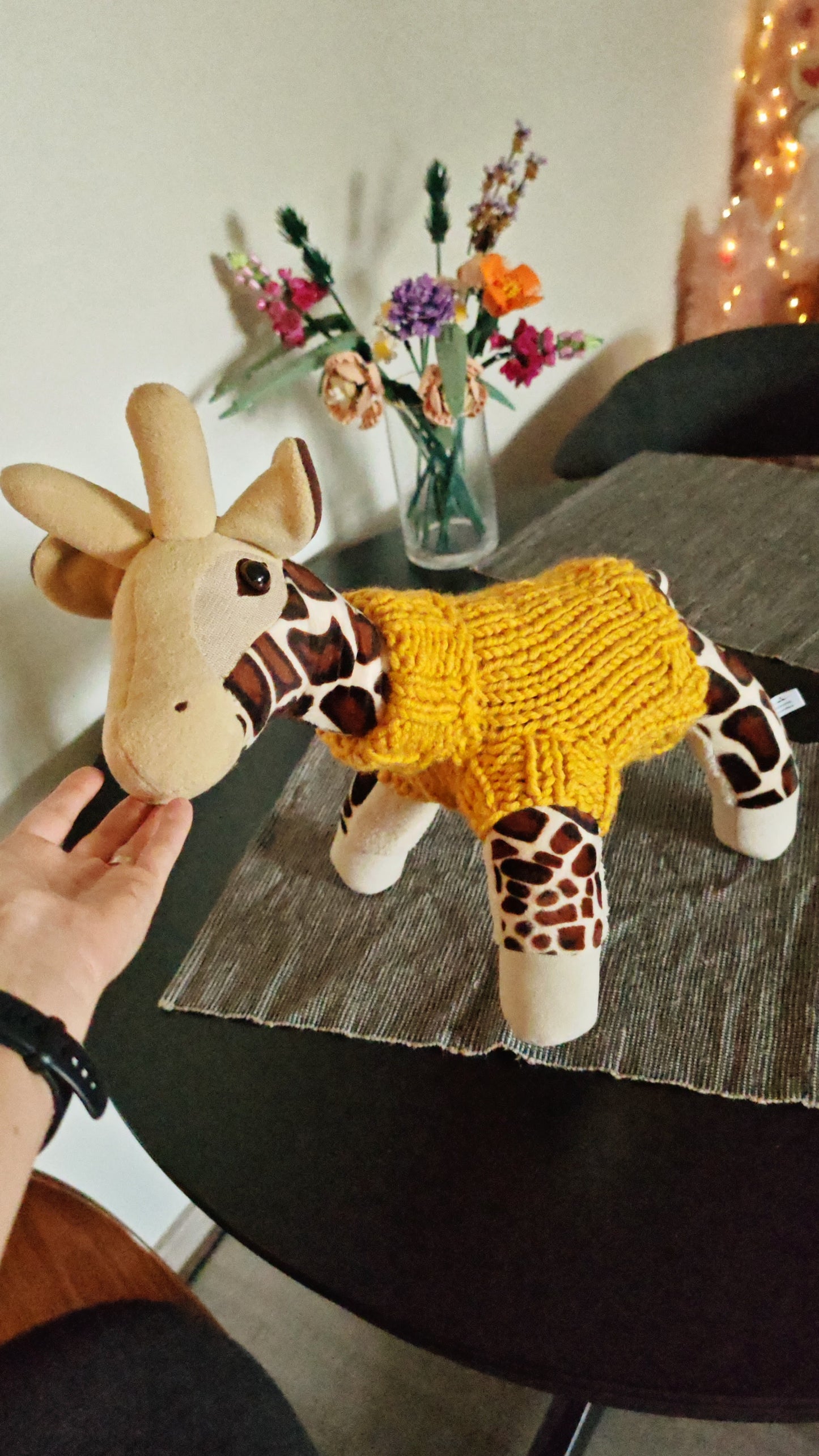 Custom plush baby giraffe, Giffy, soft and light weight stuffed animal with weighted beads, 50/40 cm