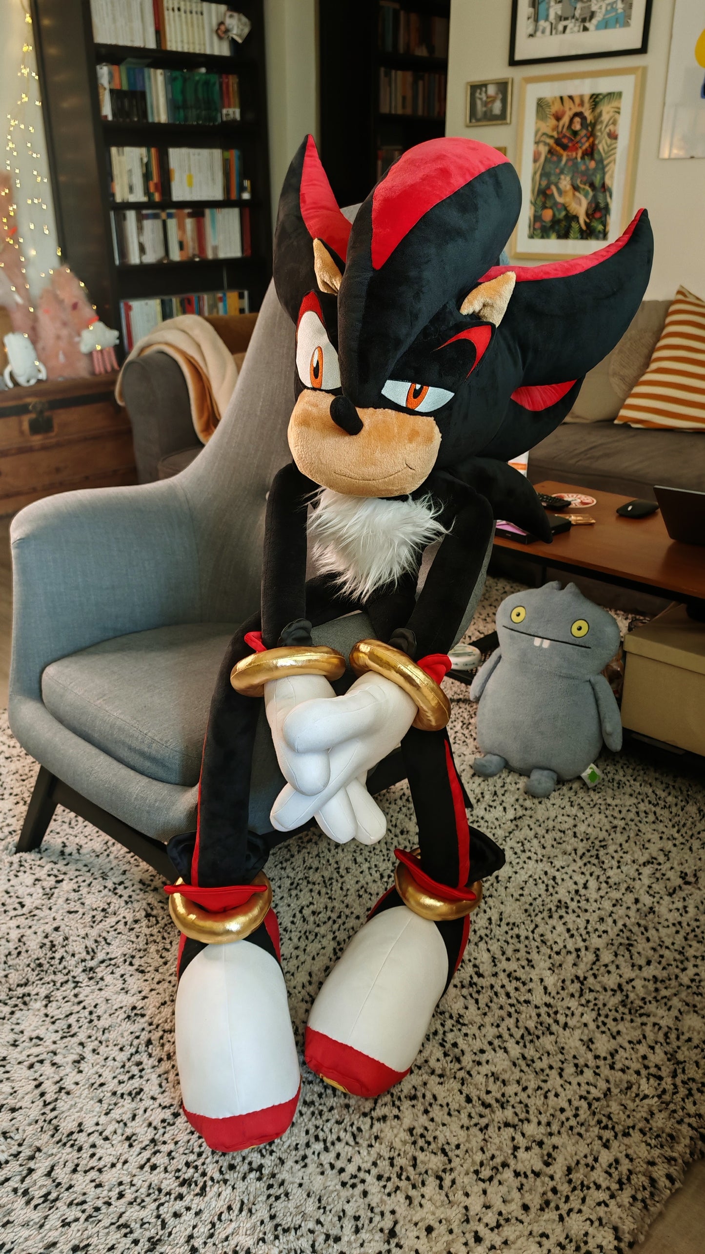 Shadow the Hedgehog Giant Plush – 140 cm Custom Replica | Handmade Sonic Adventures-Inspired Collectible | Oversized Sonic Adventures Gift