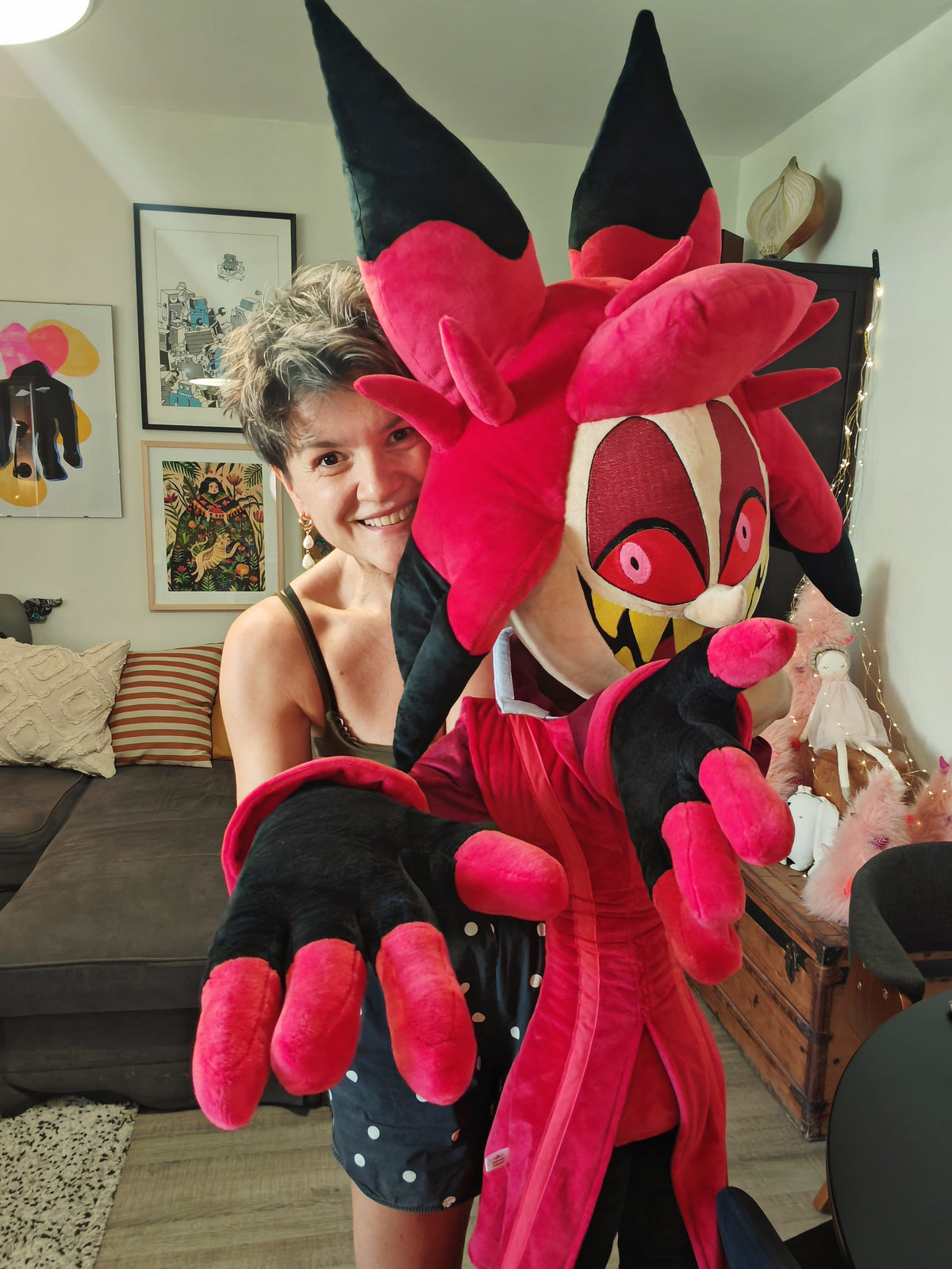 Giant Alastor Inspired Plush buddy, custom replica soft plush from Hazbin Hotel, 185cm