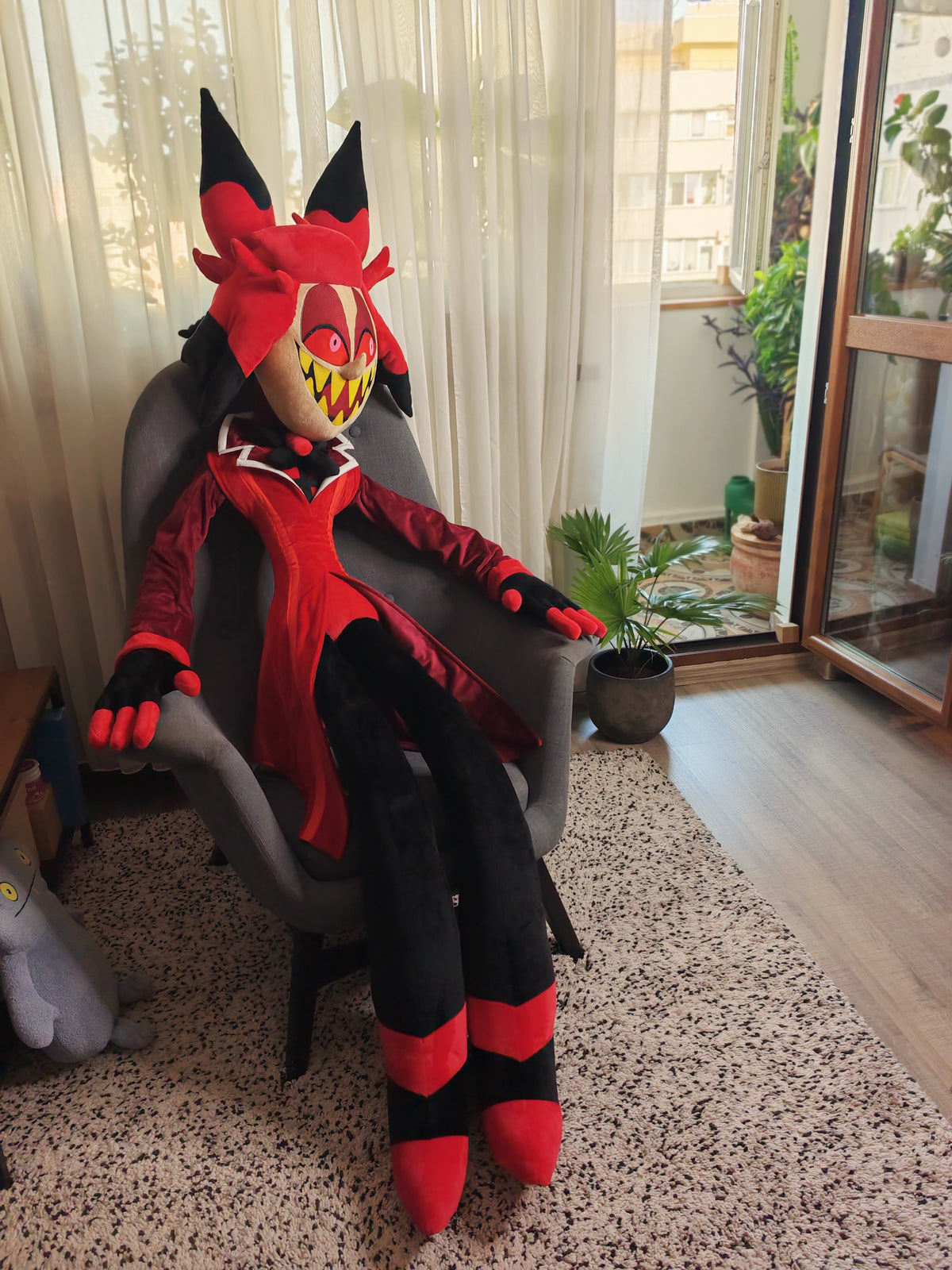 Giant Alastor Inspired Plush buddy, custom replica soft plush from Hazbin Hotel, 185cm