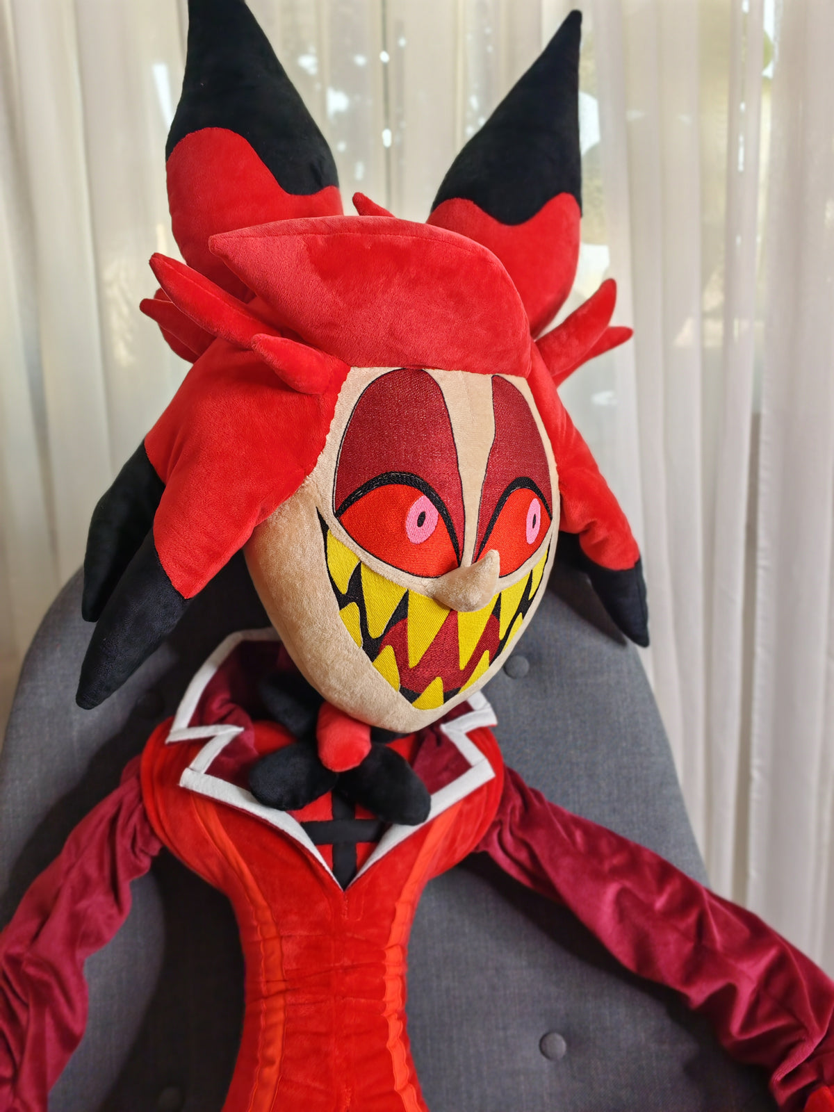 Giant Alastor Inspired Plush buddy, custom replica soft plush from Hazbin Hotel, 185cm