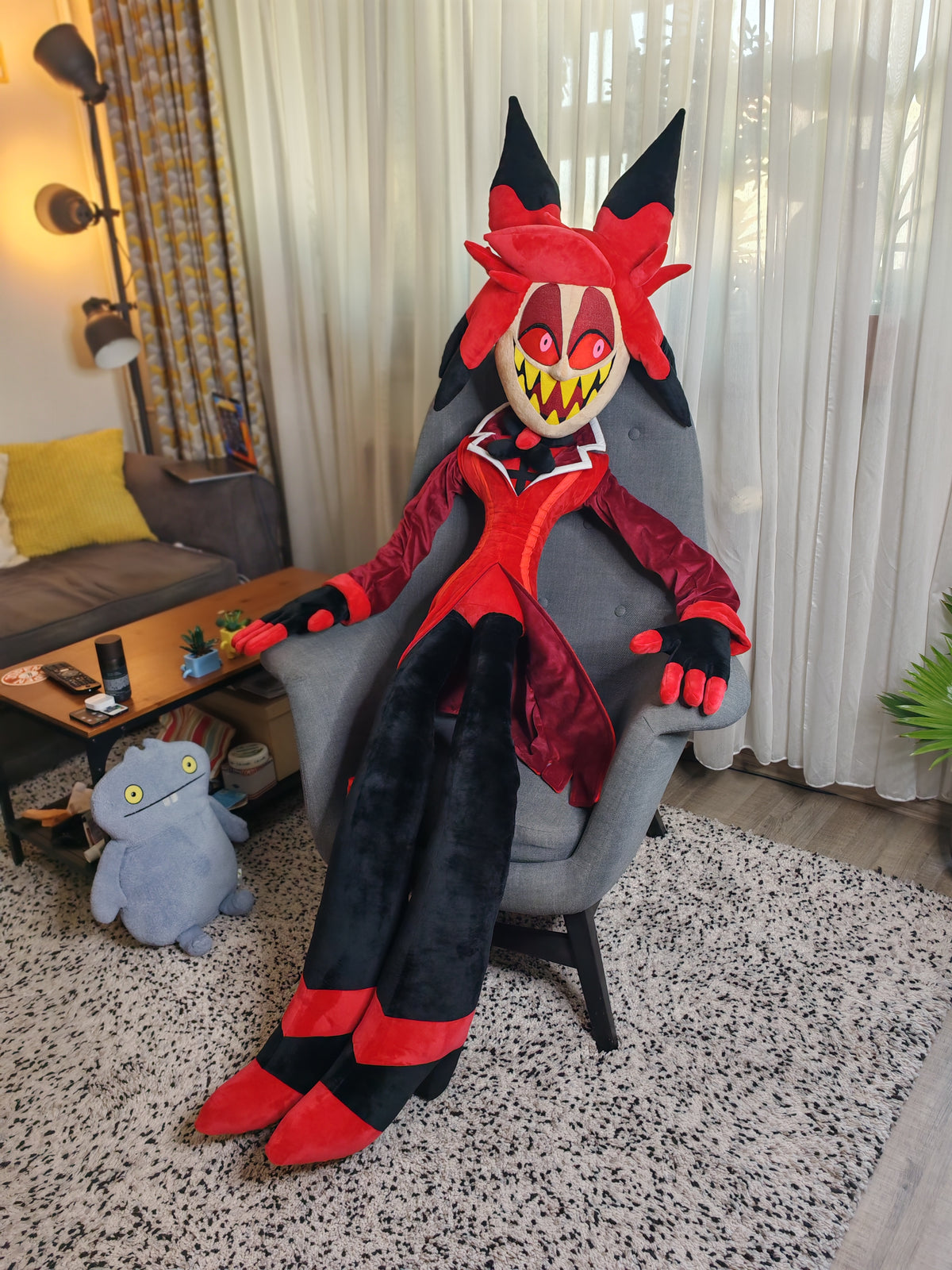 Giant Alastor Inspired Plush buddy, custom replica soft plush from Hazbin Hotel, 185cm
