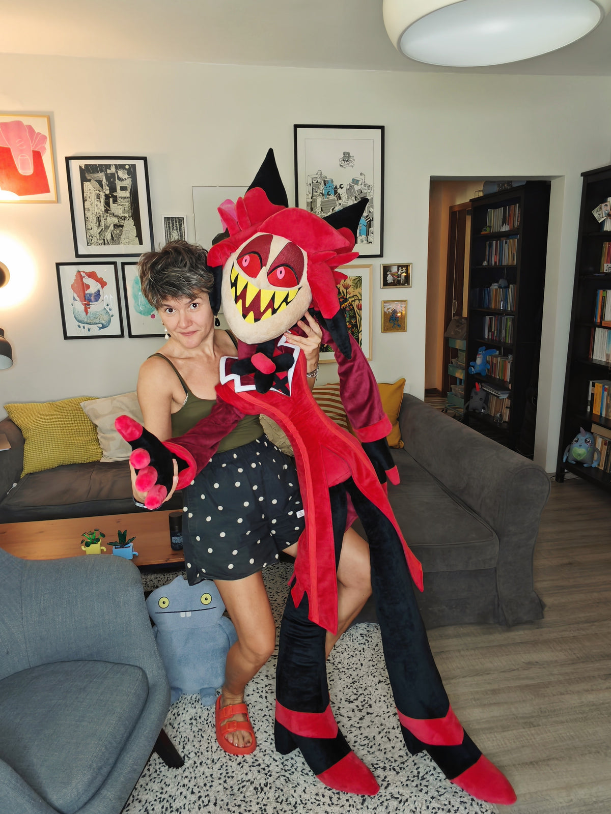Giant Alastor Inspired Plush buddy, custom replica soft plush from Hazbin Hotel, 185cm