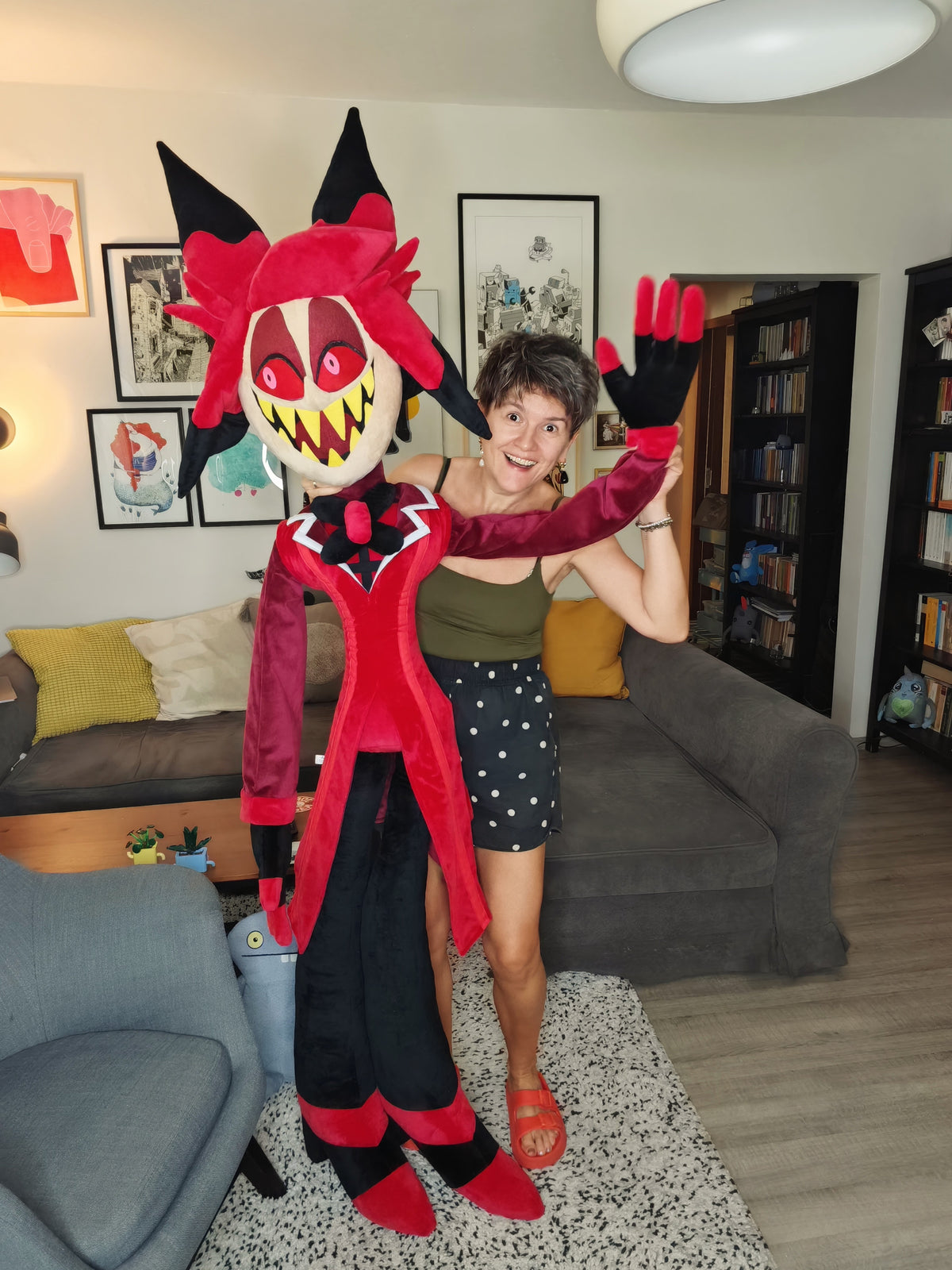 Giant Alastor Inspired Plush buddy, custom replica soft plush from Hazbin Hotel, 185cm