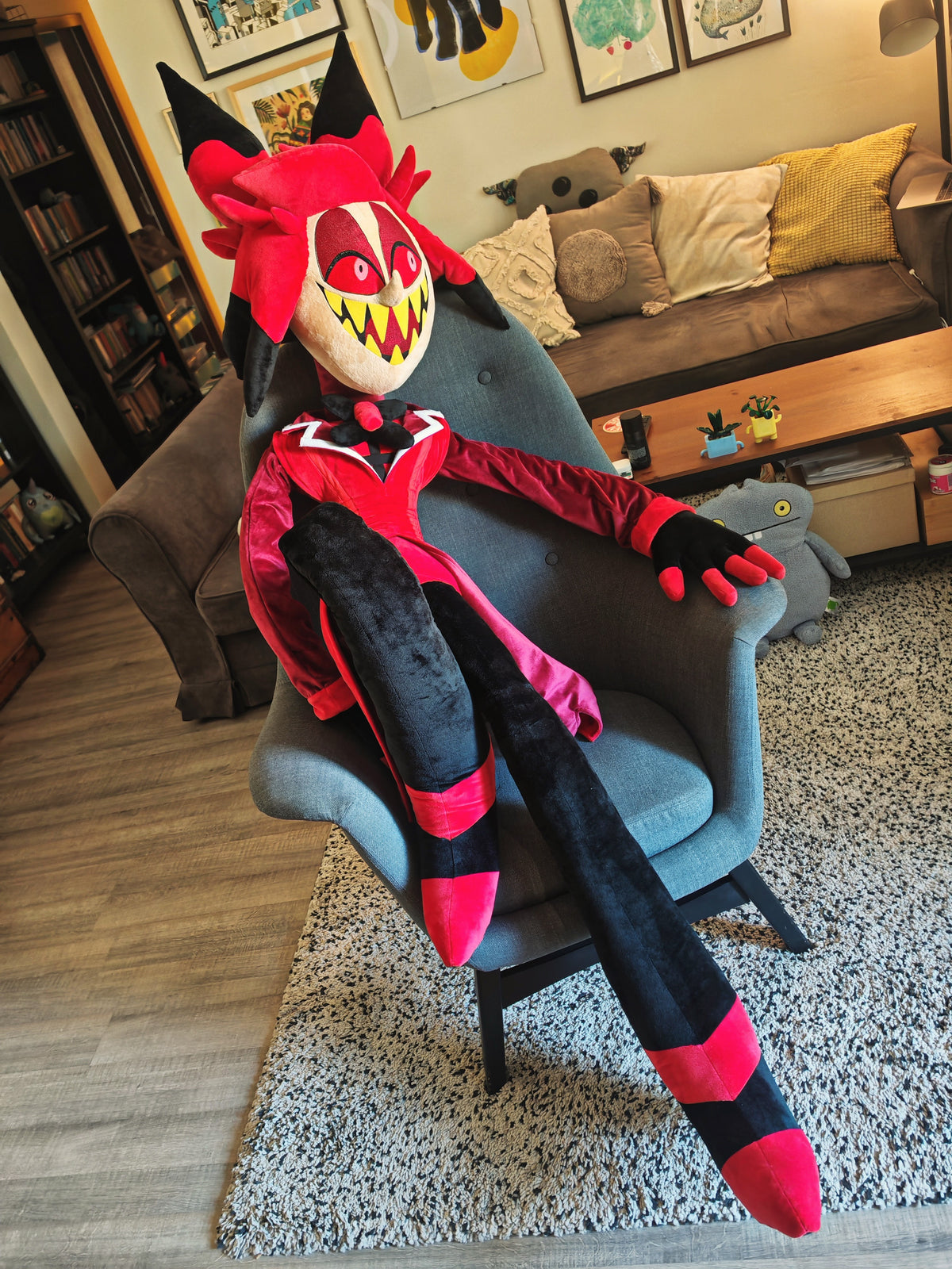 Giant Alastor Inspired Plush buddy, custom replica soft plush from Hazbin Hotel, 185cm