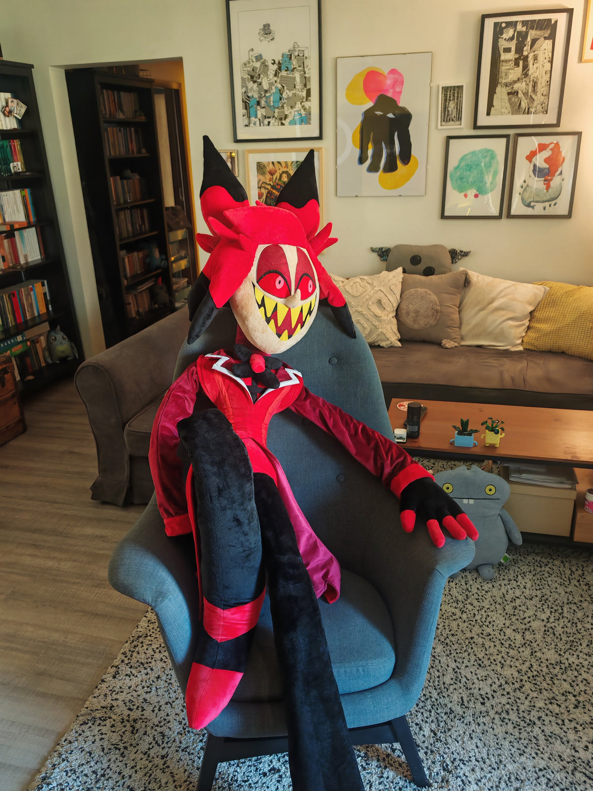Giant Alastor Inspired Plush buddy, custom replica soft plush from Hazbin Hotel, 185cm